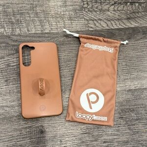 Loopy Case Saddle Brown Phone Case with Integrated Loopy Grip and Matching Pouch